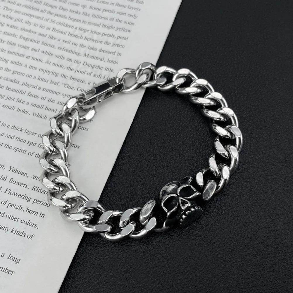 

Chic Punk Style Skull Bracelet Gothic Wrist Chain Halloween Jewelry For Men Women Metal Buckle Wristband Fashion