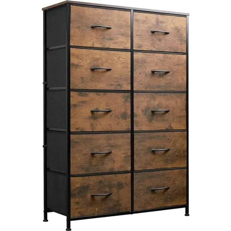 

Chest of Fabric Drawers for Nursery, Closets, Storage Organizer Unit with Fabric Bins Medium Size Vanity Table Bedroom Furniture