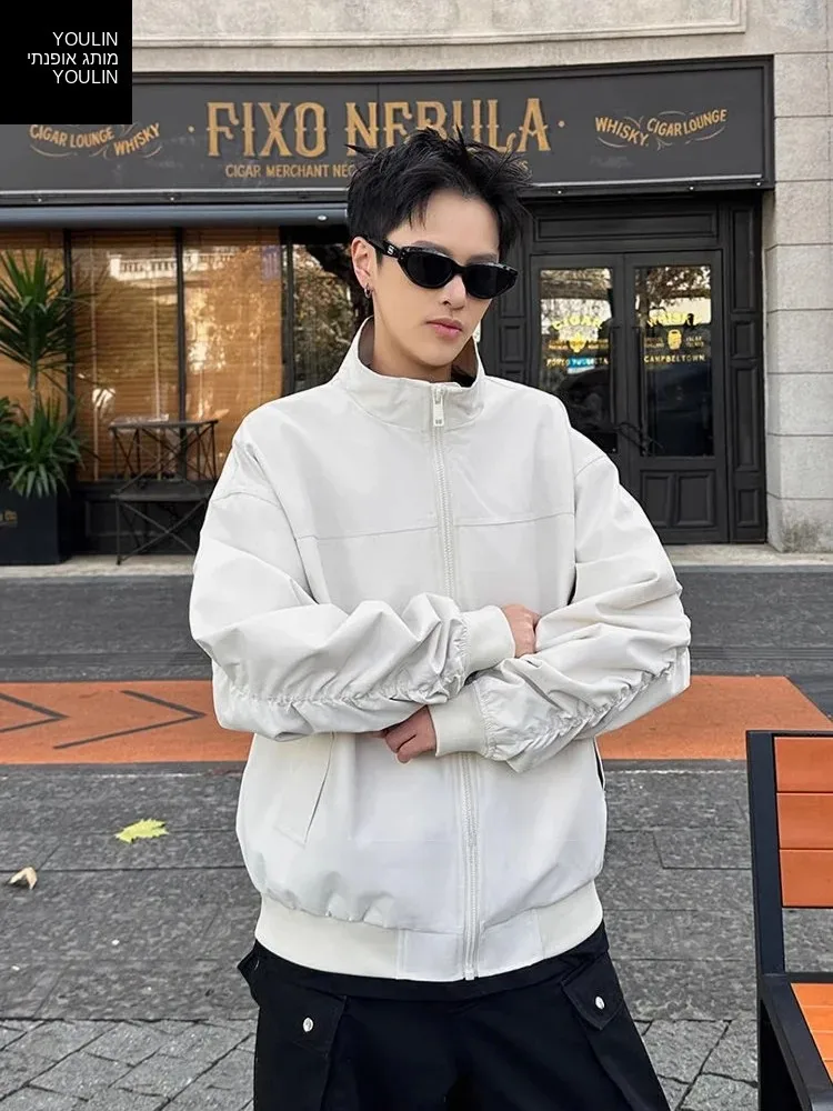 White American Pilot Jacket Men's Spring Autumn Stylish High-End Sensation Workwear Three-Proof Stand Collar  Coat