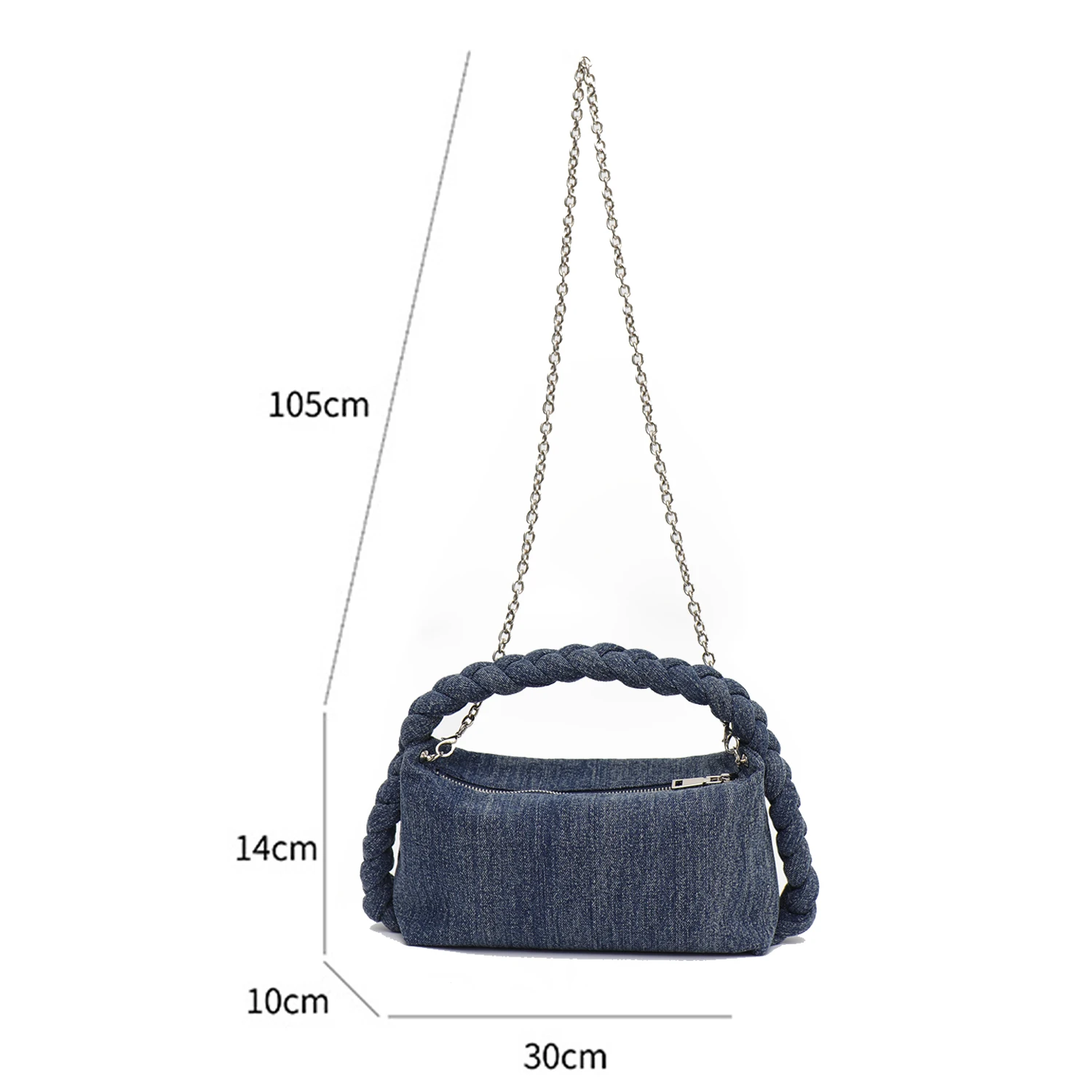 Borse in Denim di Design di marca di nicchia CEZIRA per le donne borse per cuscini con manico a treccia di moda borse Hobo a tracolla con catena in