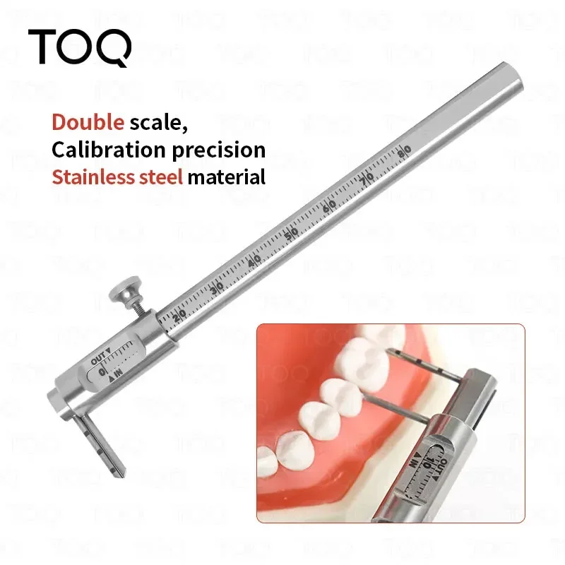 TOQ Dental Orthodontic Sliding Caliper Implant Measuring Gauge Ruler Double Scale Round 0-80mm Dentistry Instrument Products