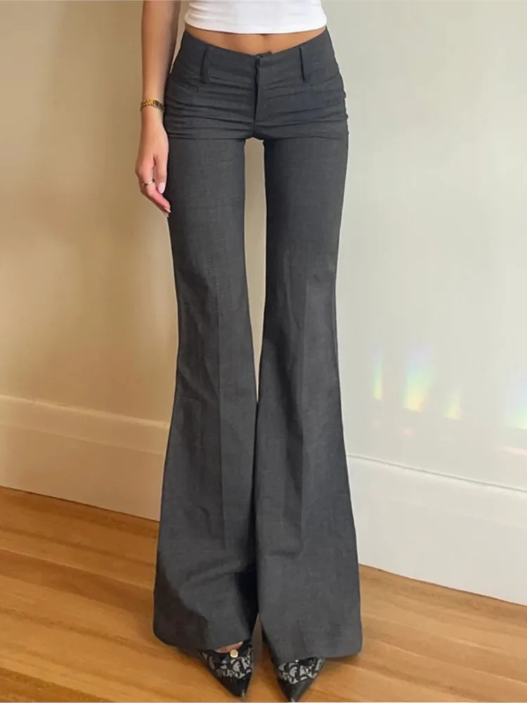 

Women's Clothing Loose Flared Pants Low-waisted Fashion Casual Trousers Solid Color Commuting Temperament Simple Style All-match