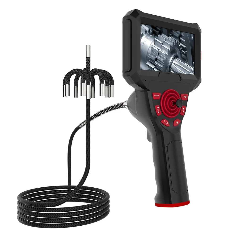 US22 Industrial 5 Inch Screen Borescope 3.9mm 1m 4-Way Articulating Borescope Inspection Camera Multilingual with LED Lighting