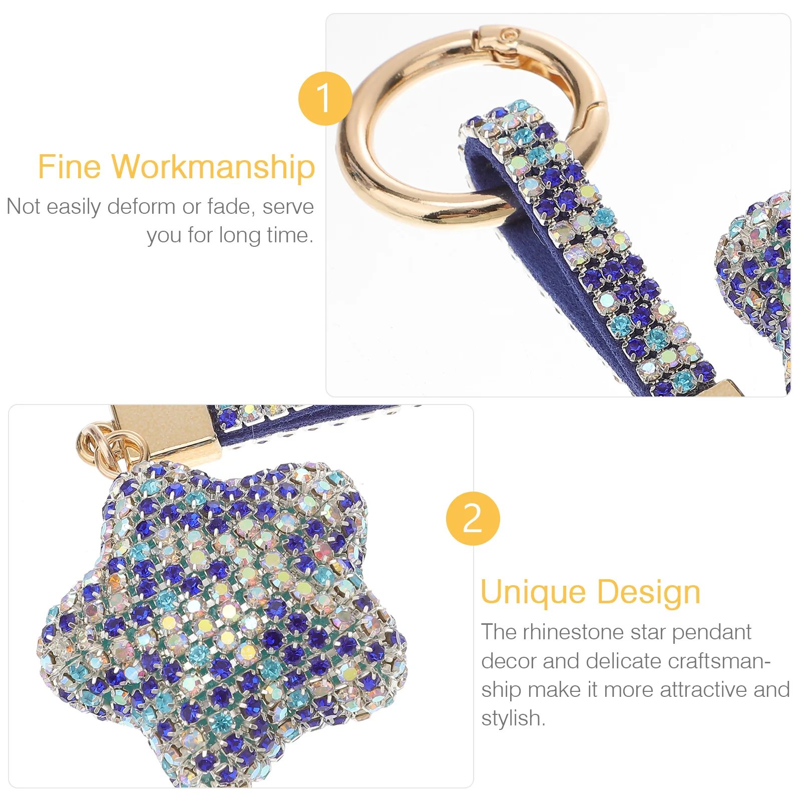 

Sparkling Rhinestone Star Keychain Creative Ring Decorative Bag Pendant Lightweight Keychain Gift For Kids Friends Star Key
