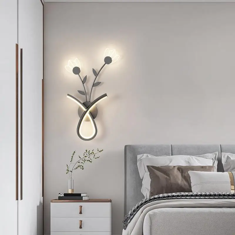 Moderne LED Blumen Wand leuchte für Nachttisch Schlafzimmer Wohnzimmer Gang Treppe Balkon Acryl Wand leuchte Wohnkultur Leuchte Glanz