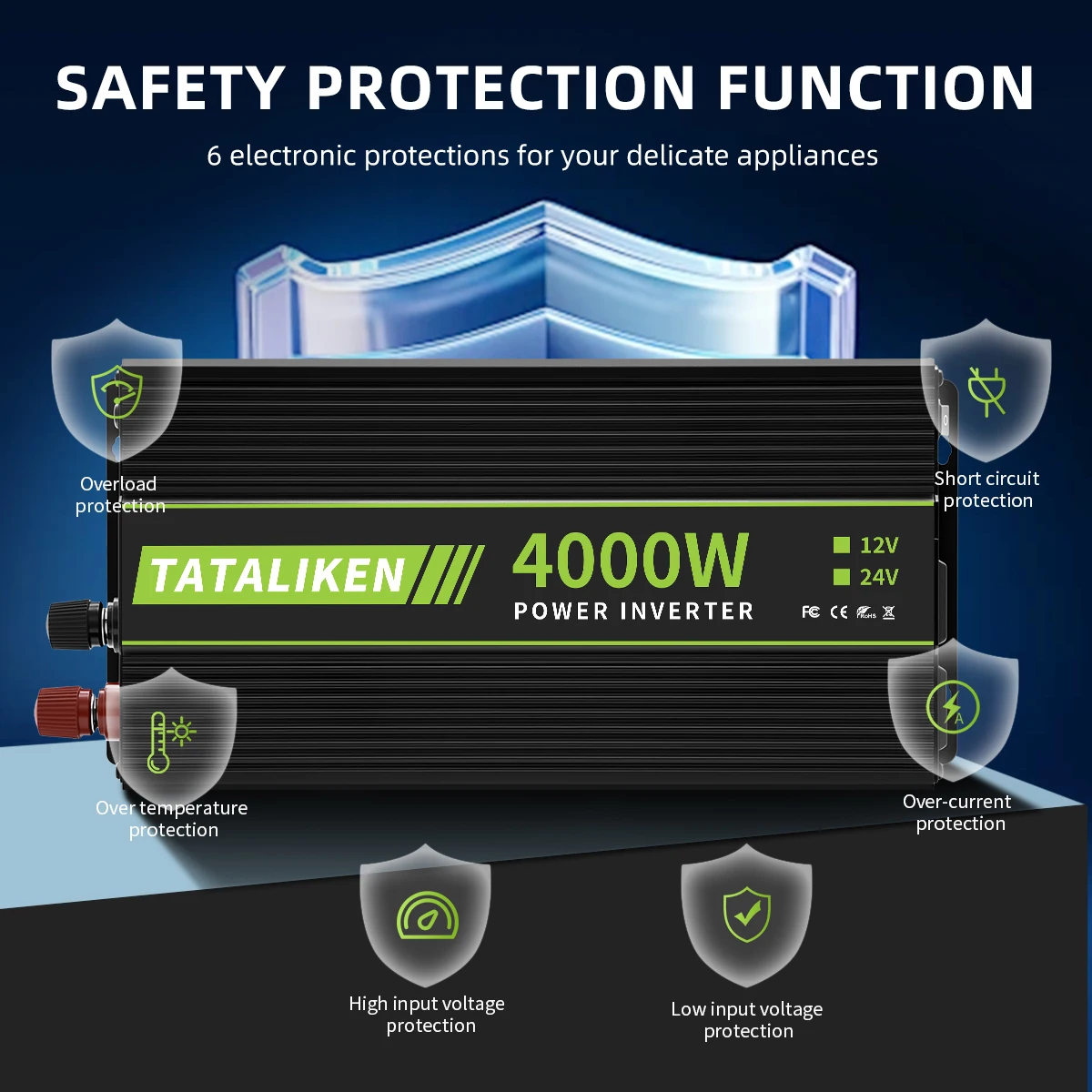 

4000W Modified Wave Inverter Converter with TYPE-C interface at 110V60HZ is suitable for small household appliances
