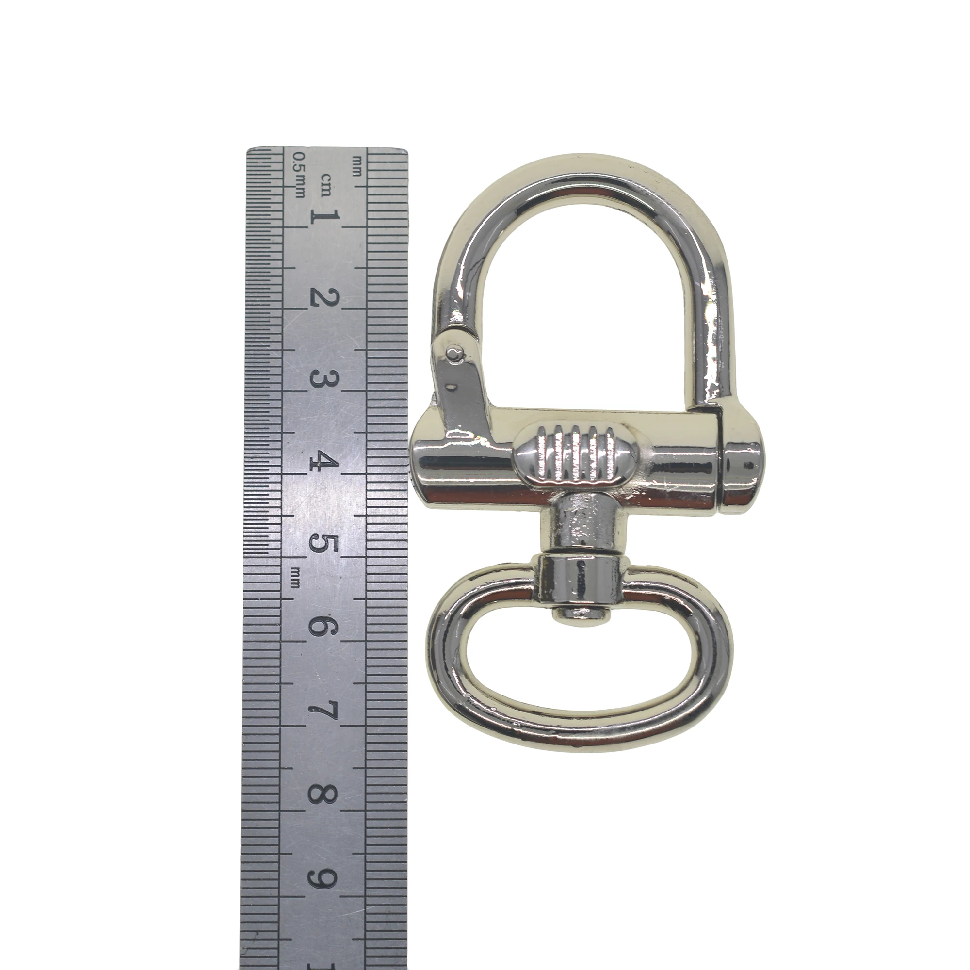 solid metal silver plated sweden slide lock nautical carabiner hook Oval swivel ring leather craft DIY keychains FOB dog leash