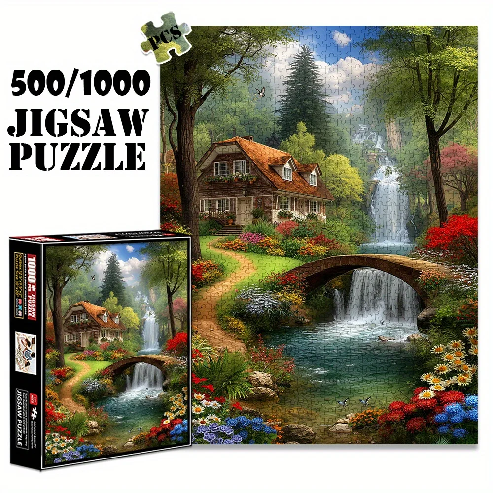 

1000pcs Adult Puzzle Measuring 27.56X19.69inch, Featuring a Dreamy Moonlit Garden. This Paper Puzzle with 500pcs Is Perfect fo