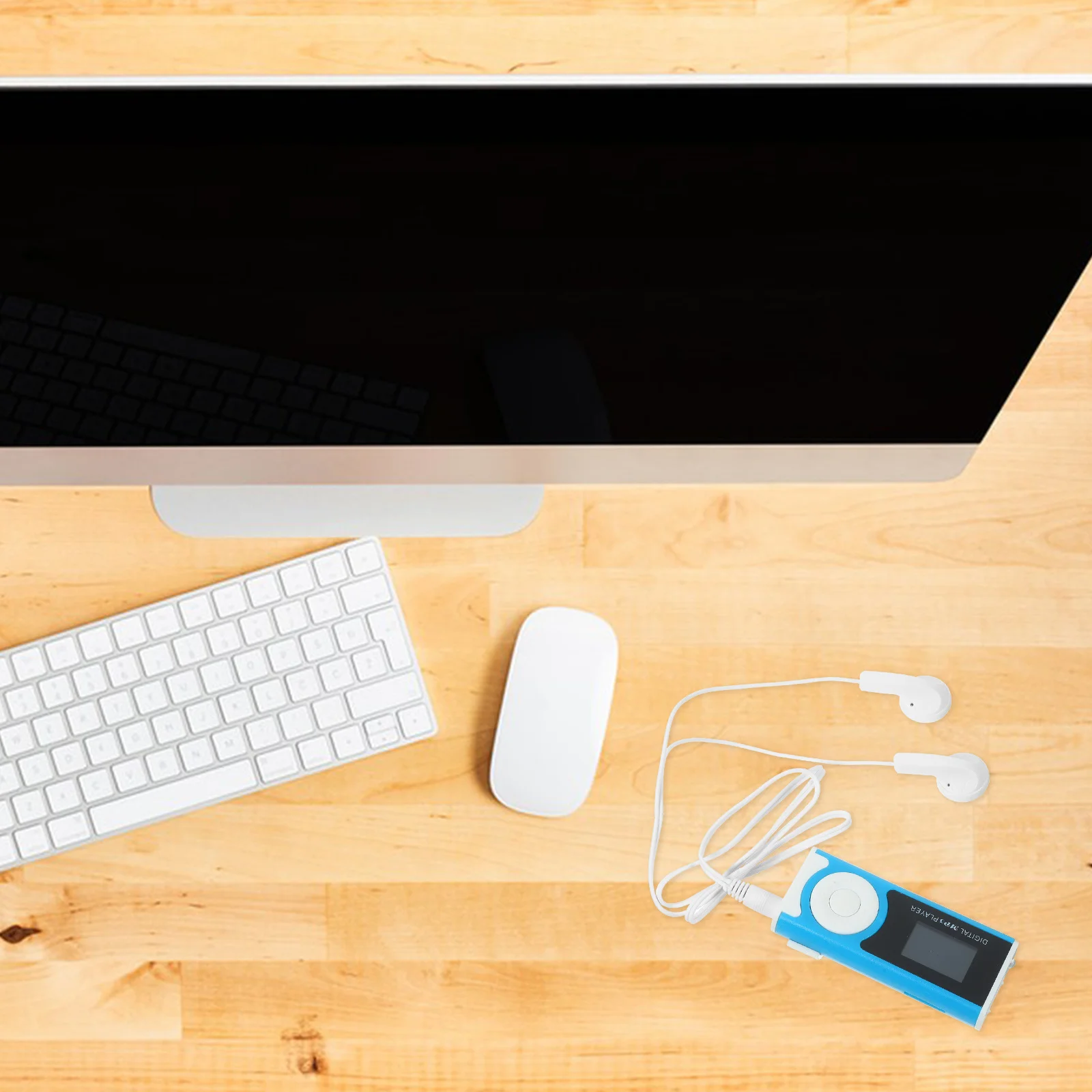 

Clip Mp3 Player Blue LCD Display USB Cable Included Stereo Super Bass Hifi Sound Digital Music Player with LED Flashlight