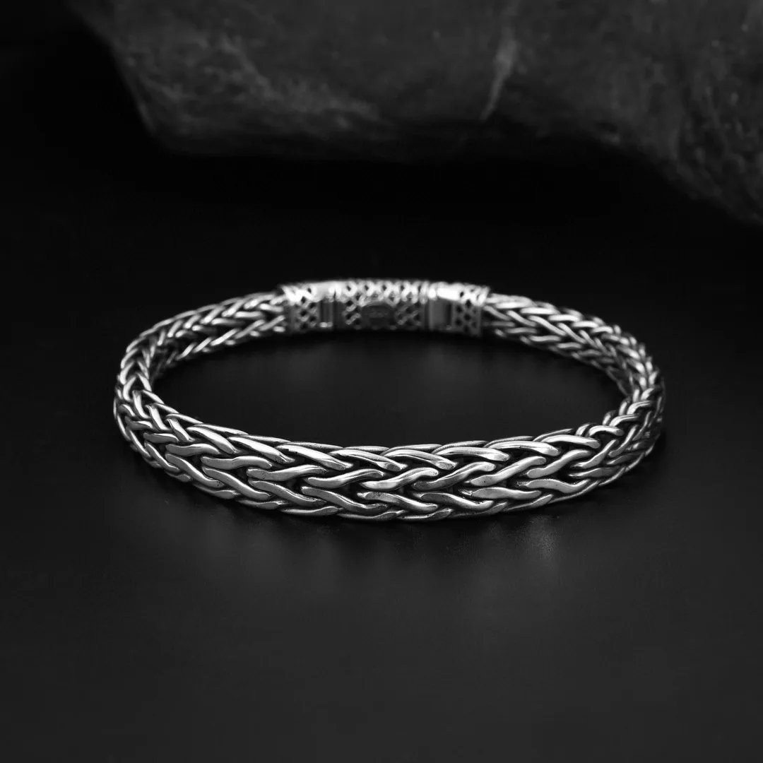 Handmade men's woven punk fashion style casual design fashions925 sterling silver domineering fashion bracelet