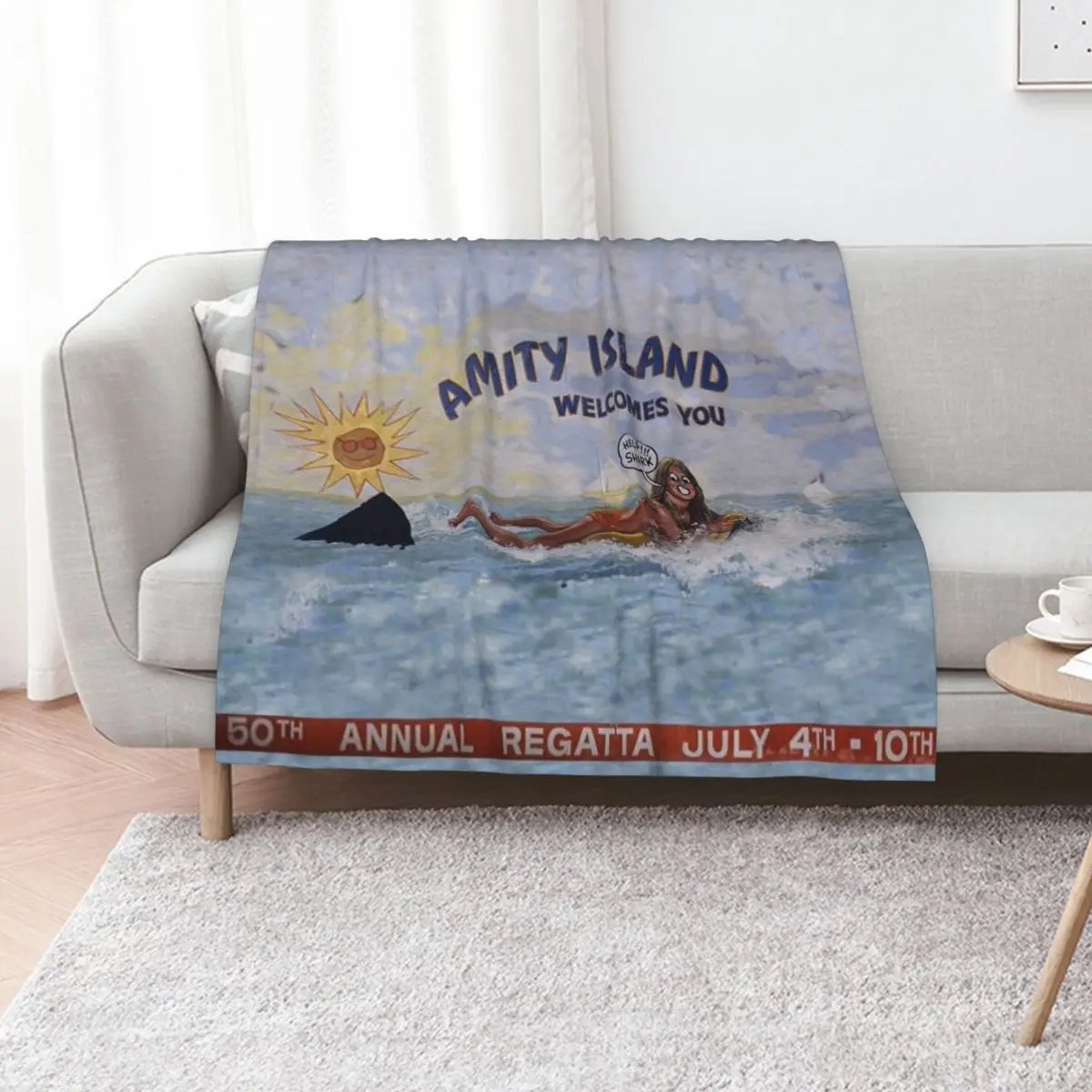 Welcome To Amity Island Throw Blanket Sofa Throw Sofas Luxury Designer for winter Blankets For Bed Retros Blankets