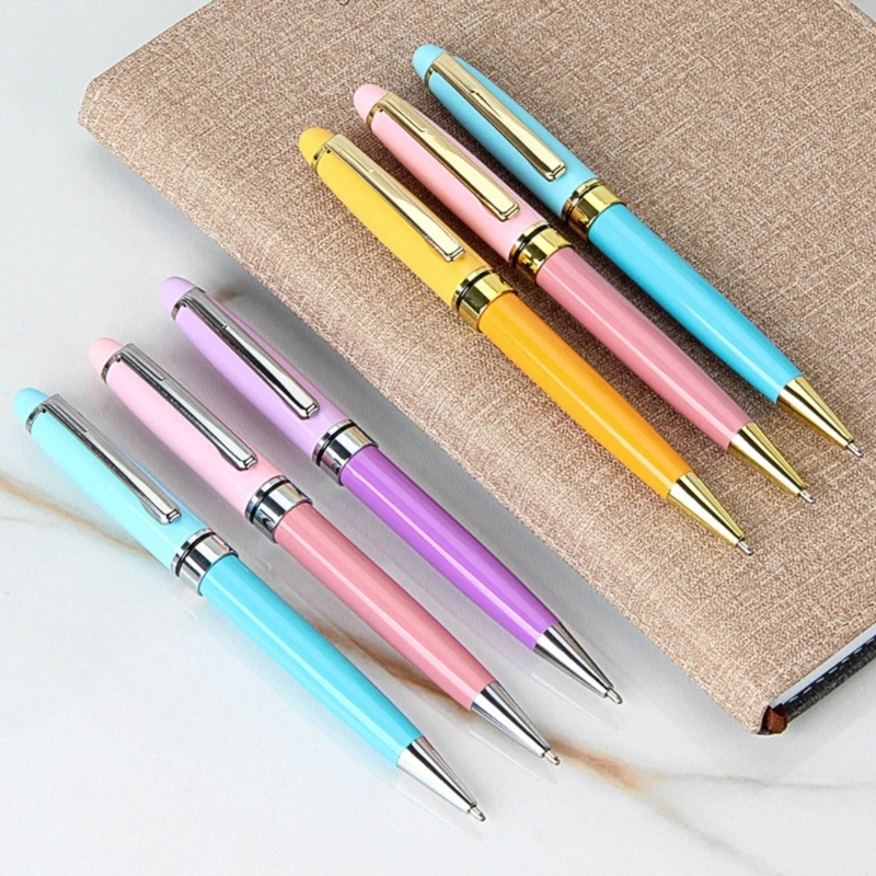 Caneta esferográfica metal com ação giratória, 8 peças, com clipe caneta metal, ponta 1.0mm, escrita