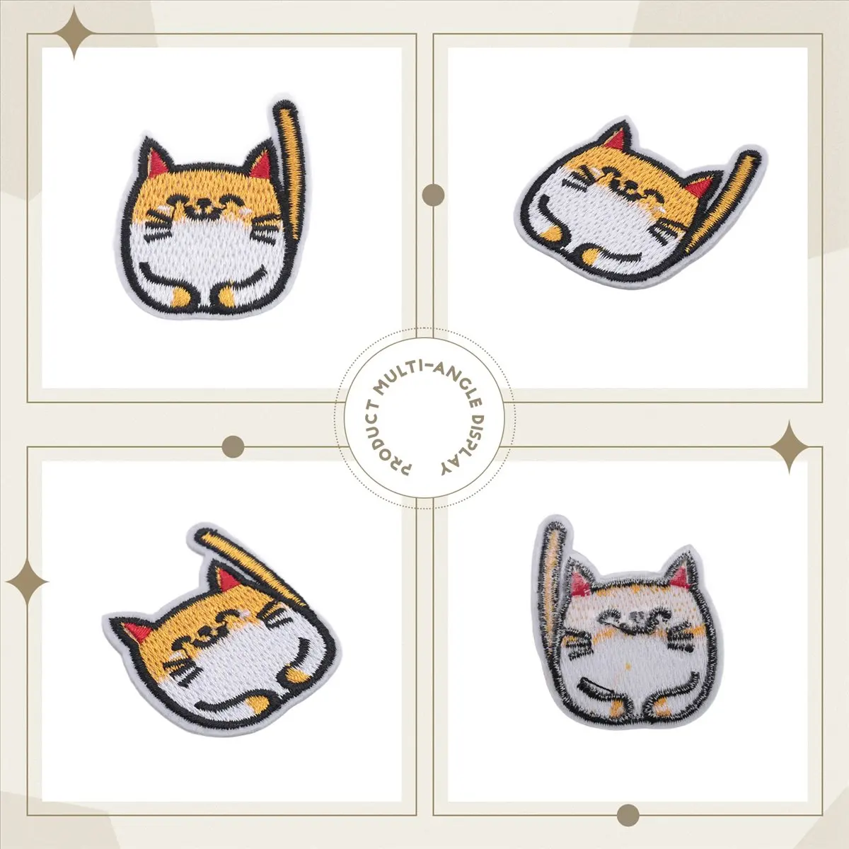 Carefree- Embroidered Iron on Patches, 15PCS Vivid Cute Cat Embroidery Patches for Jeans Jackets Sewing Applique DIY Accessory