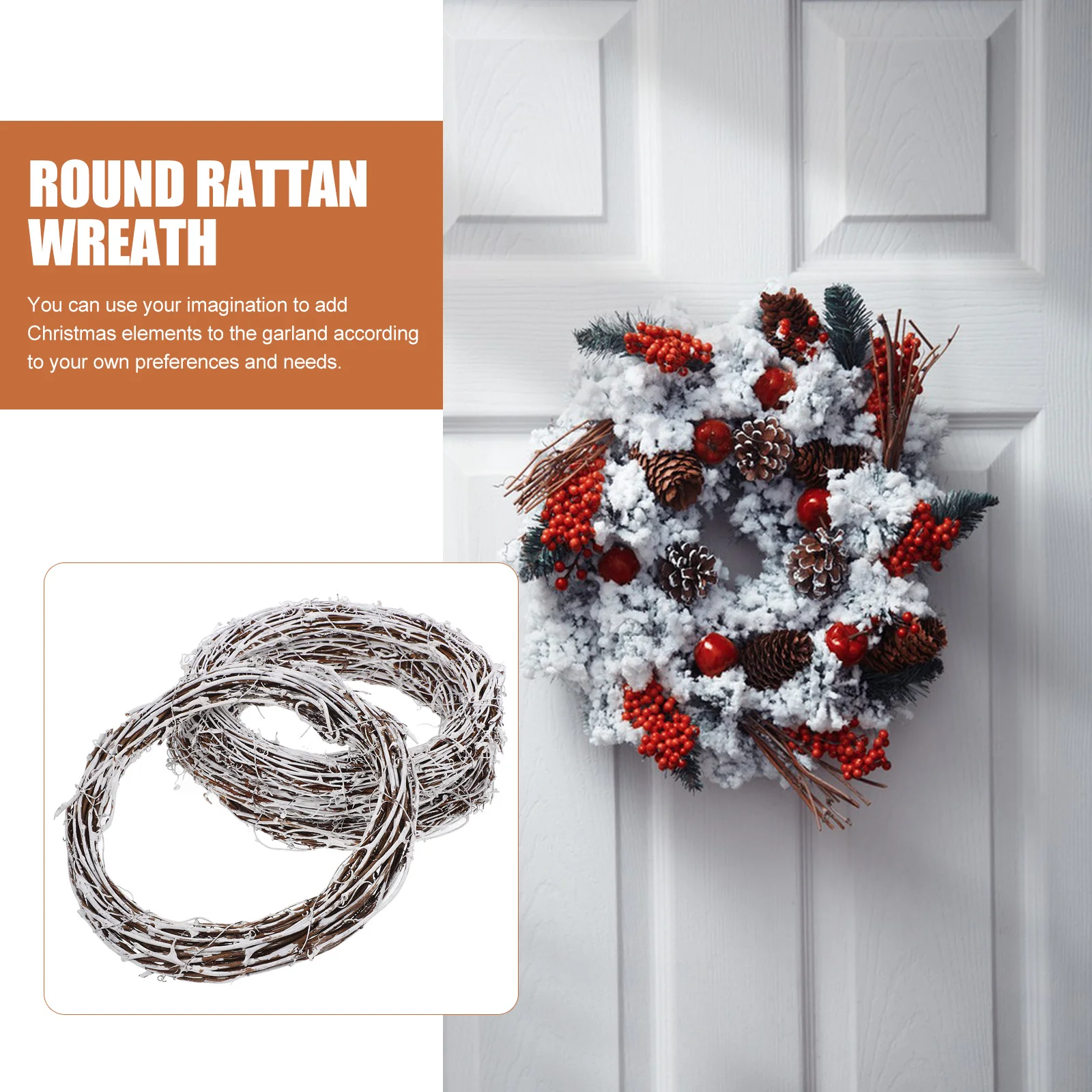 

4Pcs Rattan Wreath Frame DIY Supplies Rustic Wreath Festival DIY Circles Easy to Clean Holiday Decor Wreaths for Crafts