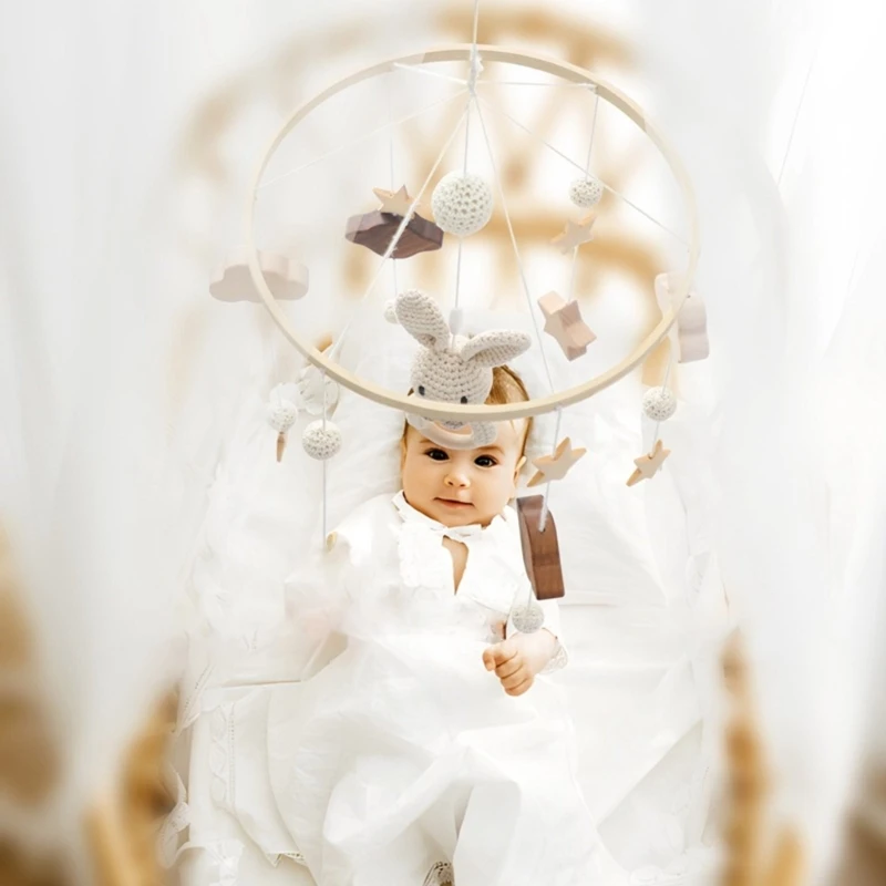 Drewniany motyw zwierzęcy dzwonek do łóżka łóżeczko mobilna zabawka kreskówkowa grzechotka wisiorek dekory przedszkola 15UB