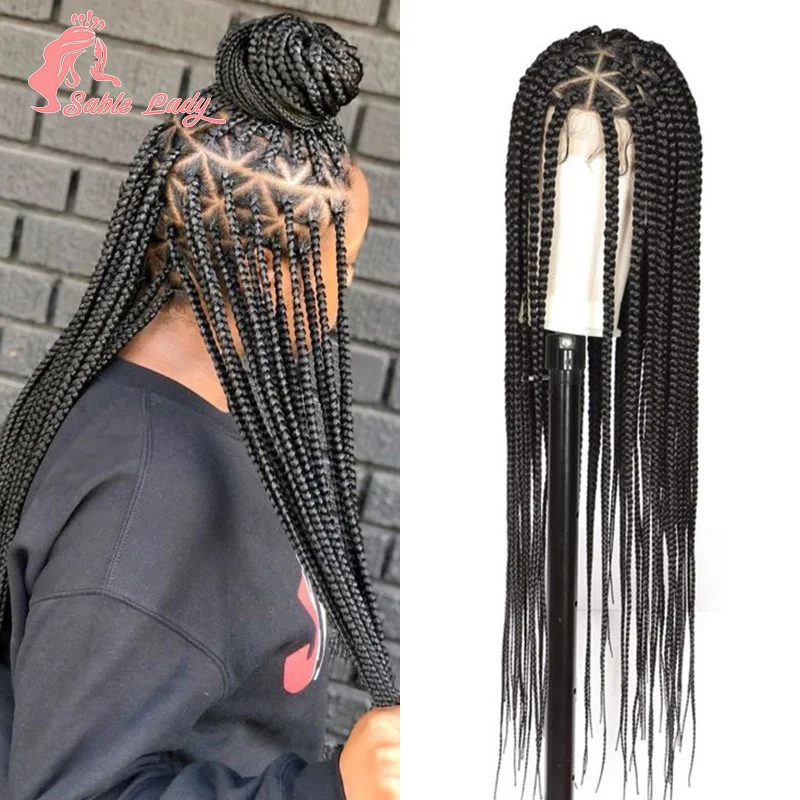 

Box Braid Wig Synthetic Lace Braided Wigs Lace Front Braiding Hair Triangle Cornrow Braids Lace Wigs Braid Wig For Black Women