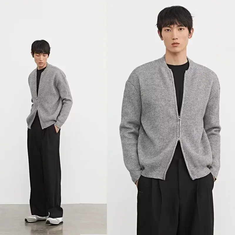 

Осень-зима V-Ne вязаный кардиган мужской цветной повседневный свободный крой из мягкого полиэстера длинное пальто све