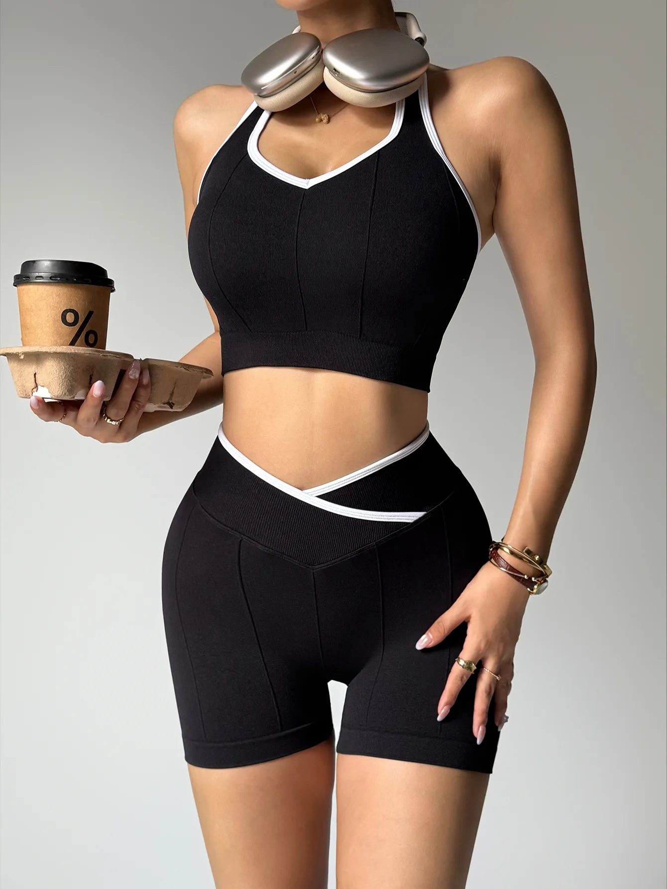 Schnell trocknendes Outdoor-Yoga-Set für Damen, Shorts, Yoga-Outfit für Radfahren und Fitness LD800173