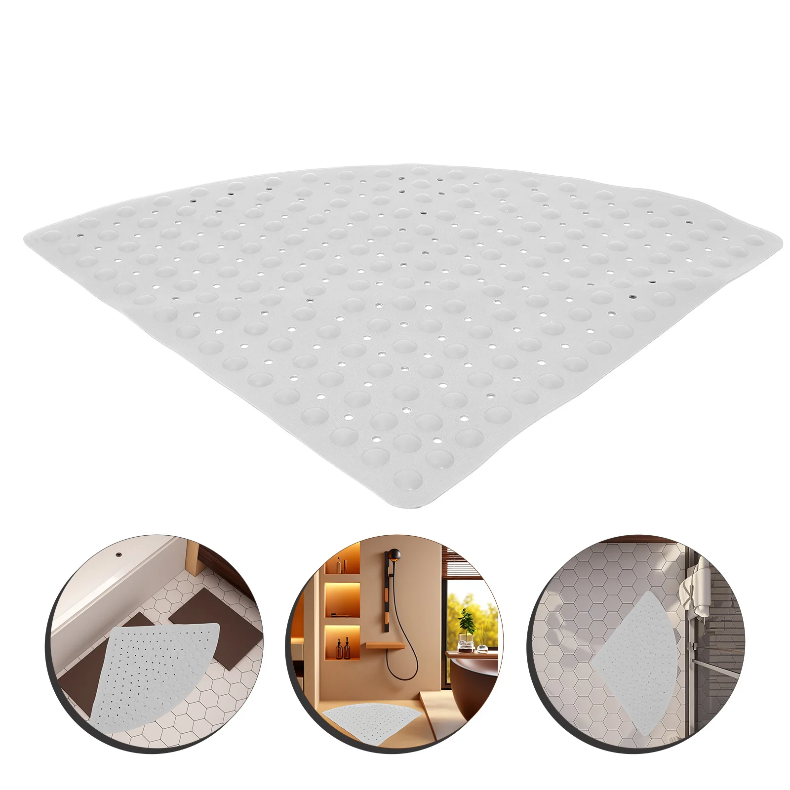 

Triangle Silicone Non Slip Bath Mat Corner Shower Mat for Elderly Bathroom Bathtub Safety Mats for Tub
