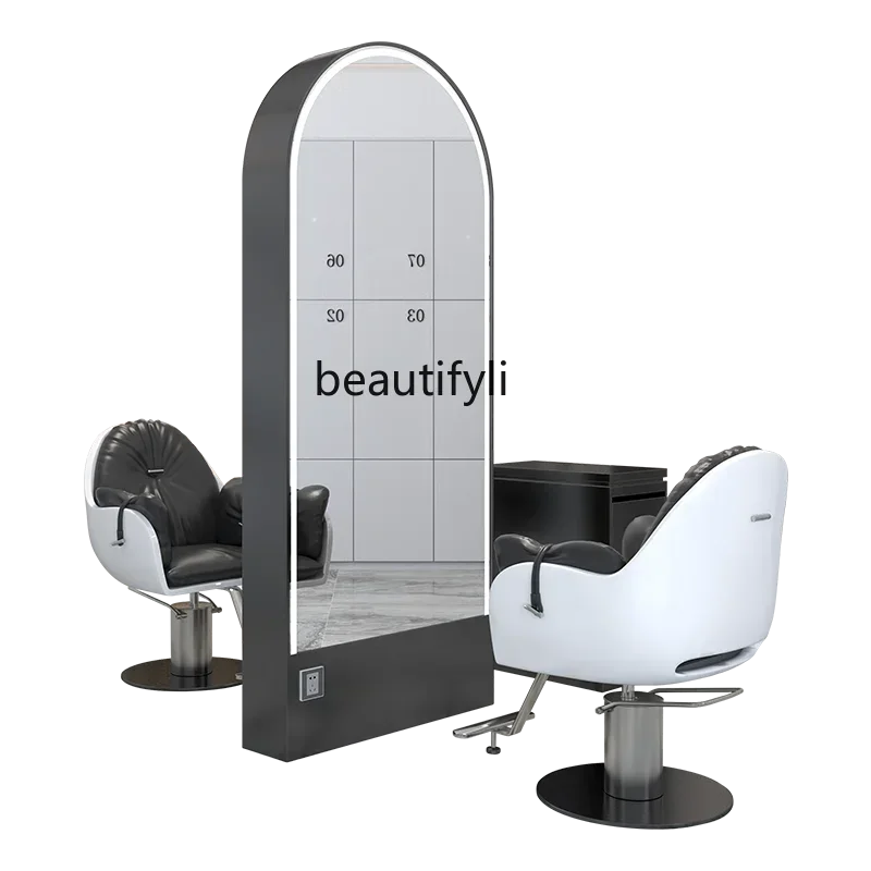 

L lt Hairdressing Dressing Table Hot Dyeing Single Double-Sided Floor Mirror Barber Shop Mirror Hair Cutting Mirror Hair Salon
