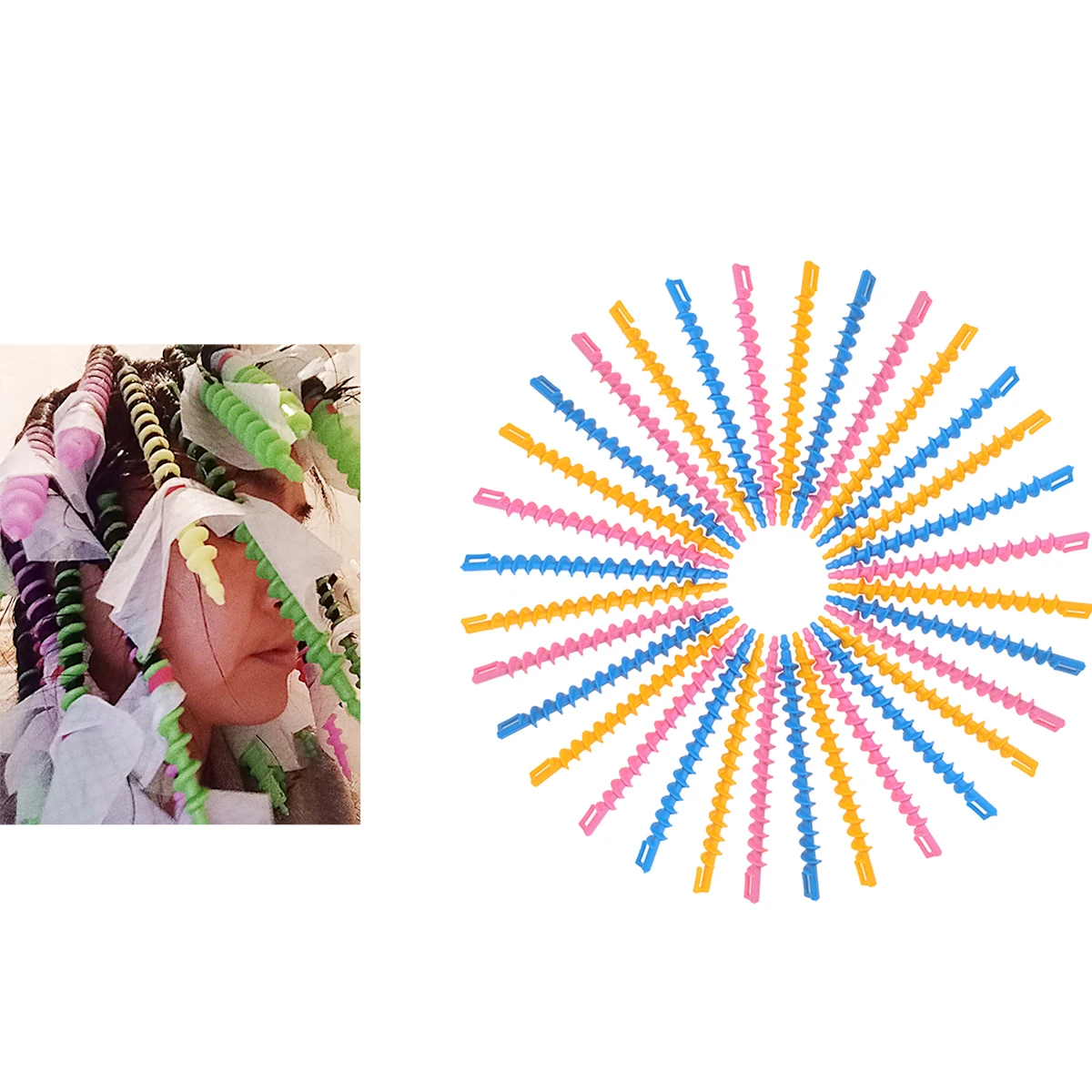 

2 set Rollers Plastic Spiral Rods Styling Tools Curler Set For Women Salon-Grade Curling Sticks Damage-Free