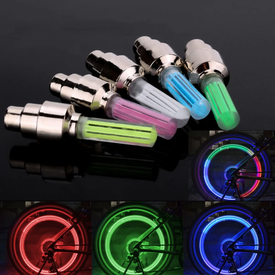

Hot Sale 2PCS Neon Bike Spoke Light Mini LED Bicycle Taillight MTB Wheel Tire Nozzle Valve Caps Lamp Cycling Warning Head Rear