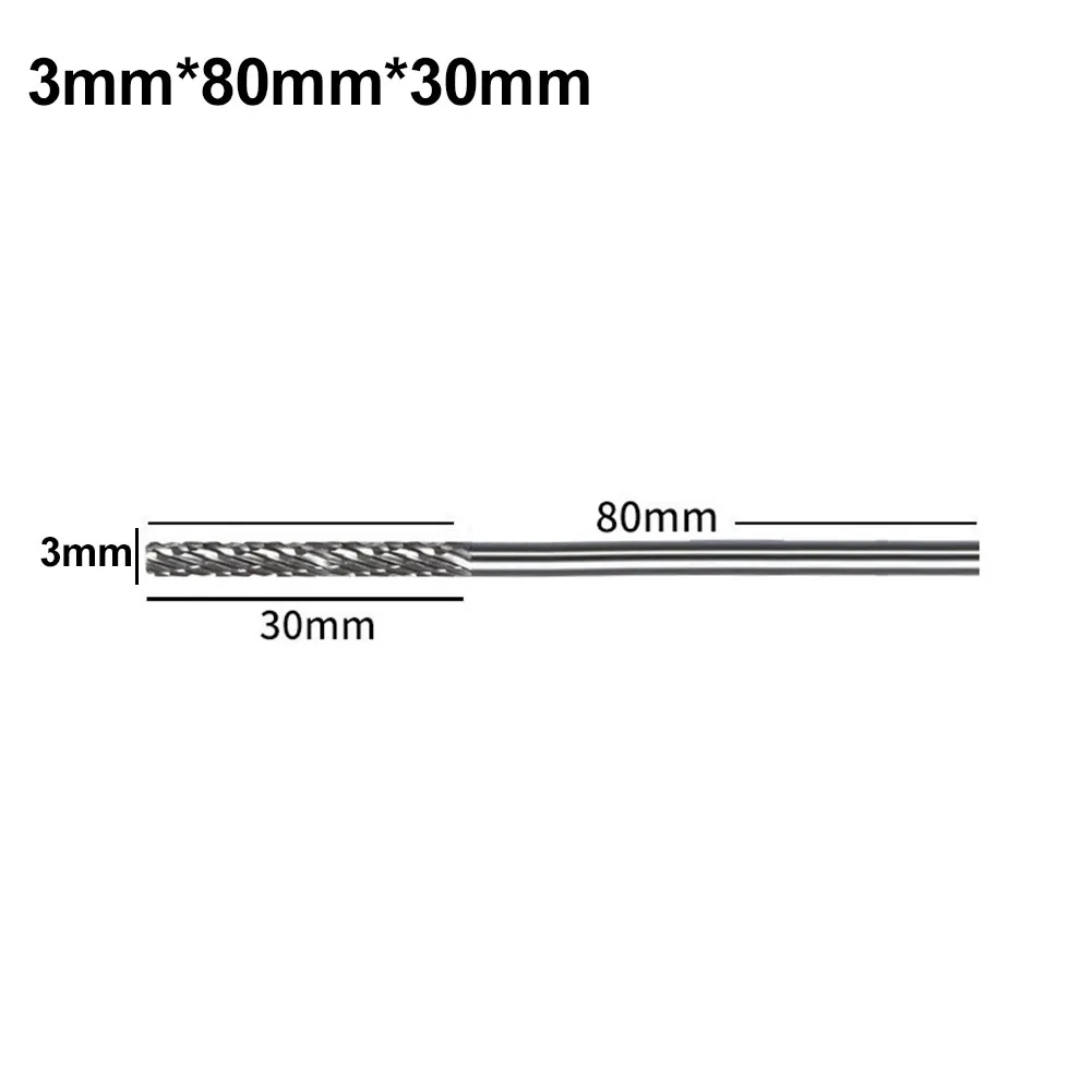 High Performance Long Shank Carbide Burr Set for Milling Cutter 3mm 1/8 inch Rotary Tool Burr Cut 38mm to 100mm