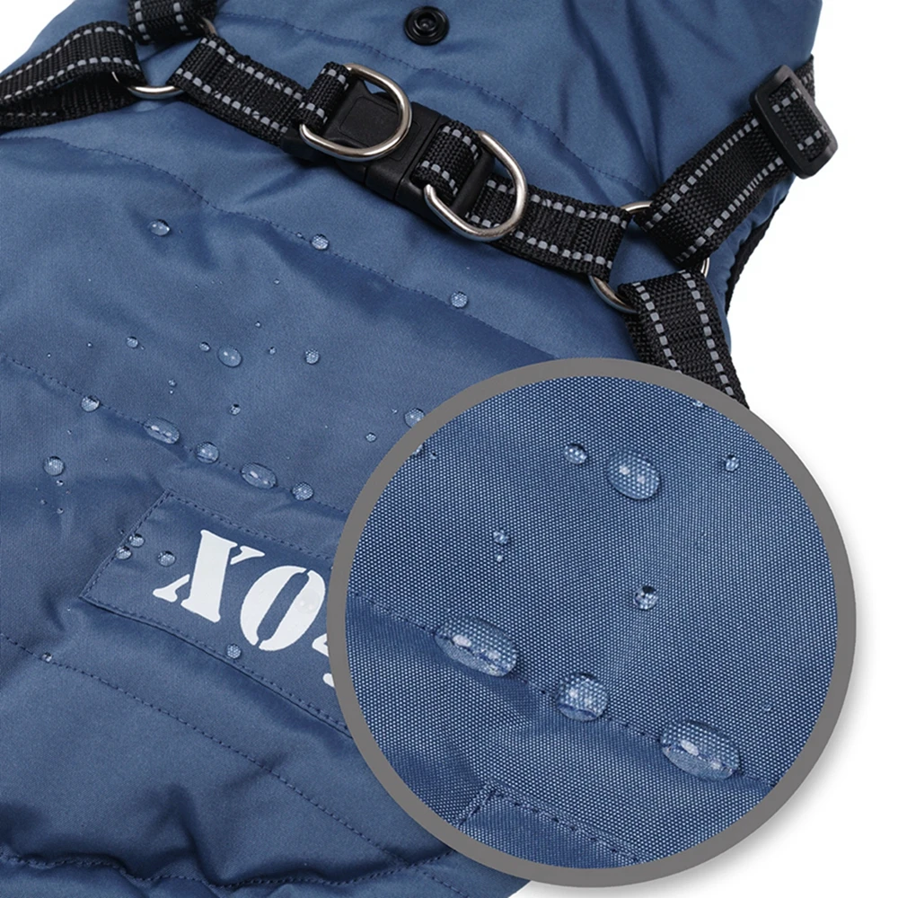 Waterproof Warm Dog Jacket With Harness Winter Dog Clothes Chihuahua French-Bulldog Vest Coat Pet Costume for Small Medium Dogs