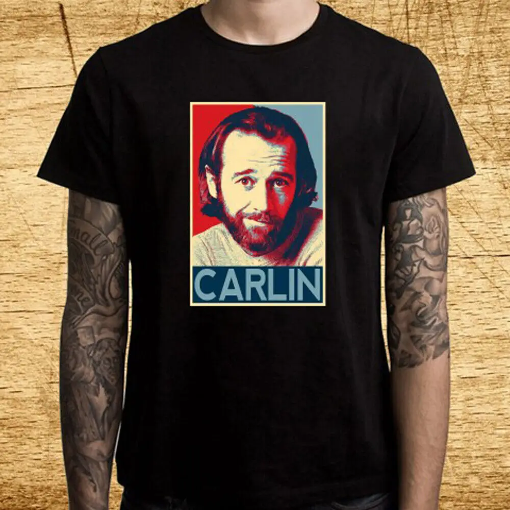 George Carlin Stand Up comedia cartel camiseta negra para hombre talla S-5XL