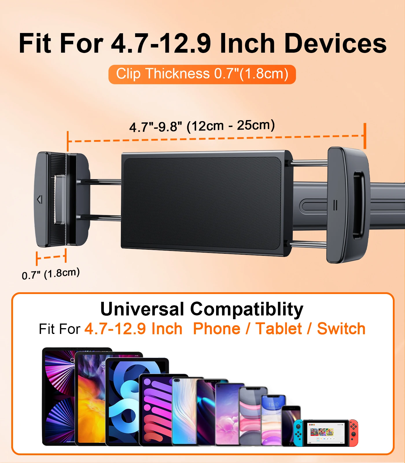 Dudukan Ponsel Tablet Sandaran Kepala Mobil Eary dengan Aksesori Interior Mobil Lipat Dapat Disesuaikan Dapat Diputar 360 dengan 2 Dudukan Kait Tersembunyi