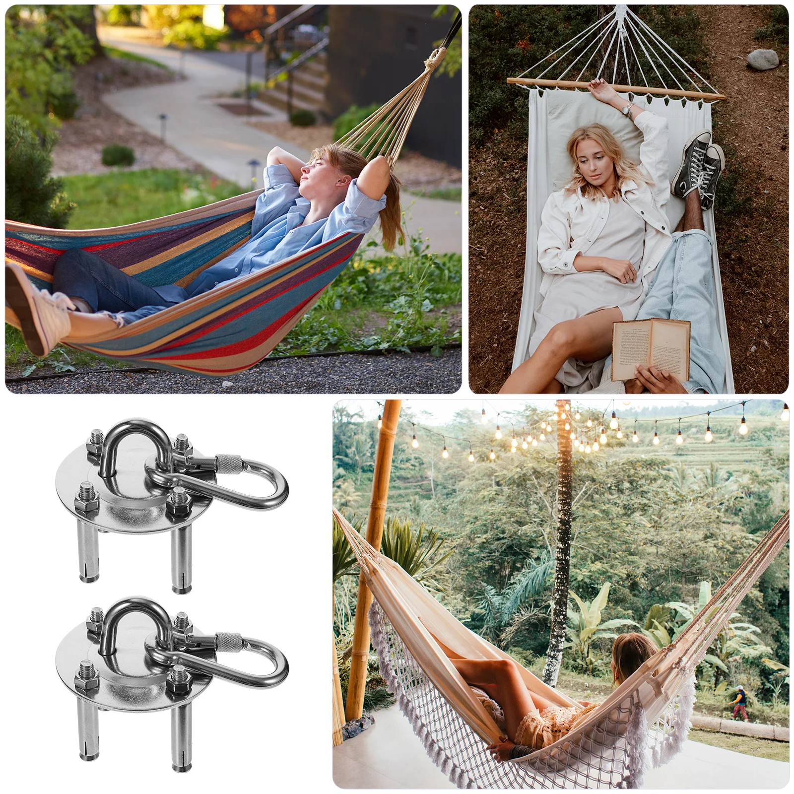 

2Sets Fixed Plate Hanging Hooks Stainless Steel Rustproof Ceiling Suspension Hook for Hanging Chair Swing Hammock Punch Bag