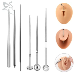 ZS 1 PC 14G/16G/18G/20G Stainless Steel Piercing Men Taper Puncture Insertion Pin Internal Thread Threadless Piercings Tool Kits