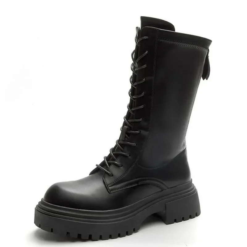 

Прочные ботильоны из натуральной кожи 5,5 см, мотоциклетные осенние ботильоны на танкетке с мягкой подкладкой, зимняя плюшевая весенняя женская обувь