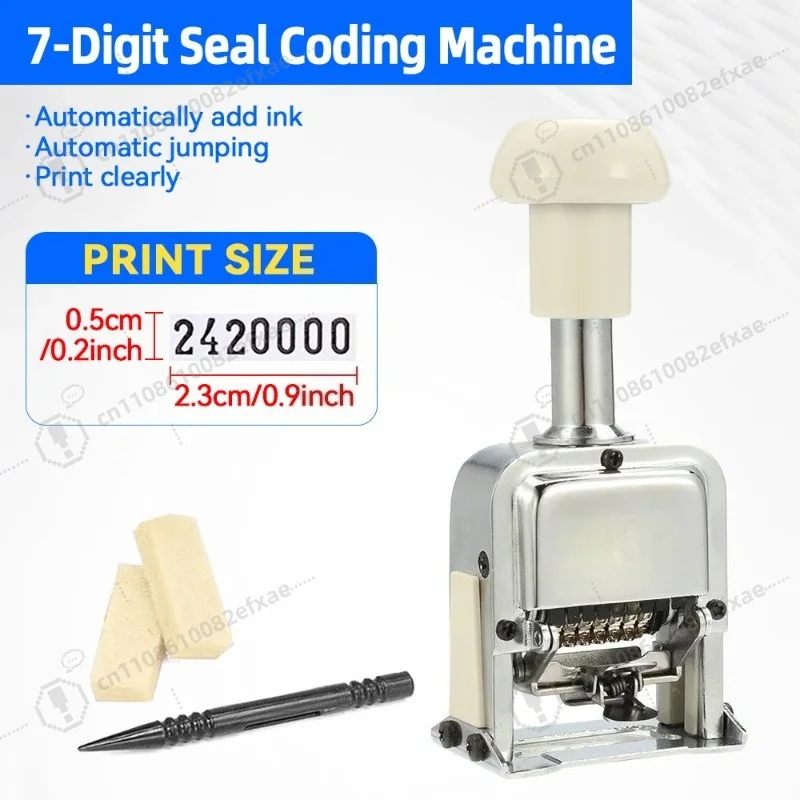 7 Position Automatic Numbering Machine Manual Numbering Stamp Single Row Coding Machine for Page Chapter Marking