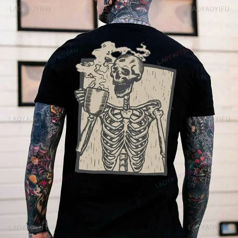 Horror Devil Dark Punk Skull Graphic Tshirts Harajuku Retro T Shirt Unisex Black White Casual Tee Summer Cotton Tops Camisetas