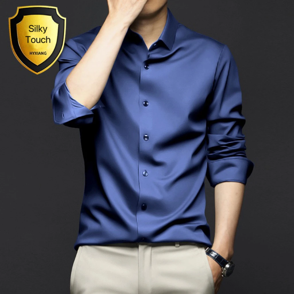 

1pcs Four Seasons Men's Shirt Long Sleeve Non iron Wrinkle Resistant Business Dress High end Professional Casual Suit Shirt