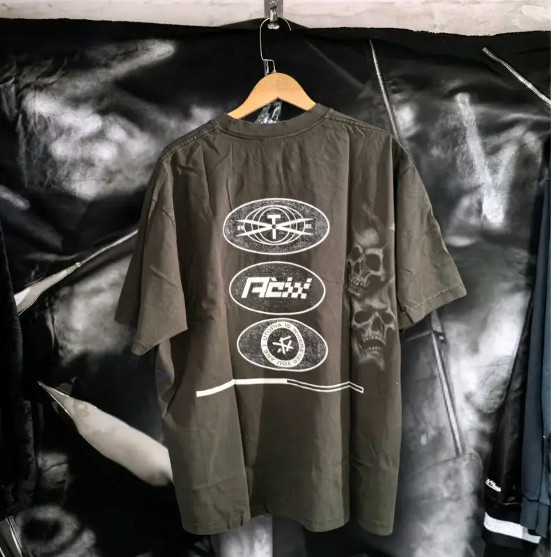 Brown Summer Short Sleeve Utopia Tshirts Sports Portrait Graffiti Letters Cactus Jack Casual Tees Street Men Women Top Outfit