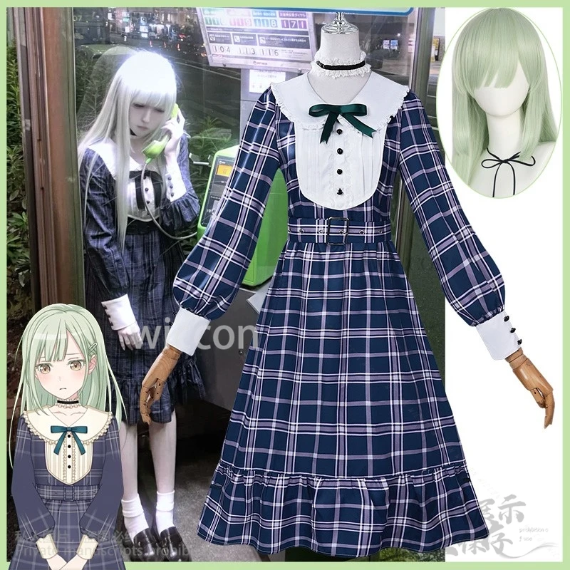 Anime BanG Dream! It's MyGO Cosplay Wakaba Mutsumi Dress Costume Plaid Skirt Green Wigs For Halloween Christmas Cos Customized