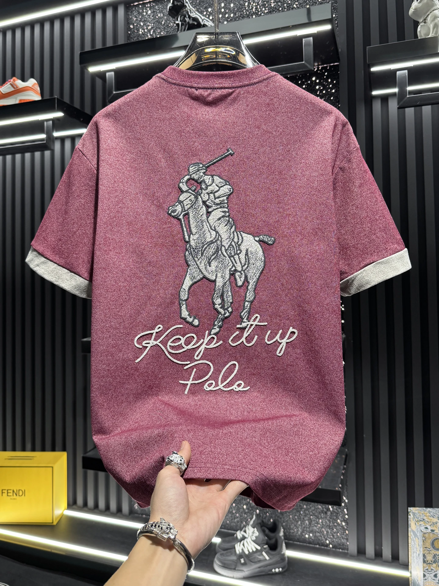 

Luxury Embroidered ort Sve T-irt Men's Color Blo round Ne Versatile Casual Cotton Polyester Blend Breathable