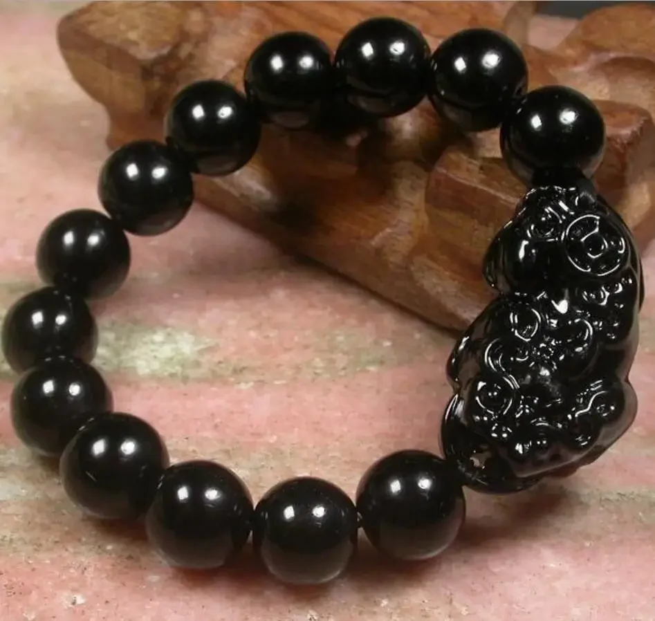 

Модные украшения Оптовая цена доставка ^^^^ КИТАЙСКИЙ Черный новый браслет из бисера Дракон Пи Сю Монета Браслет фэн-шуй