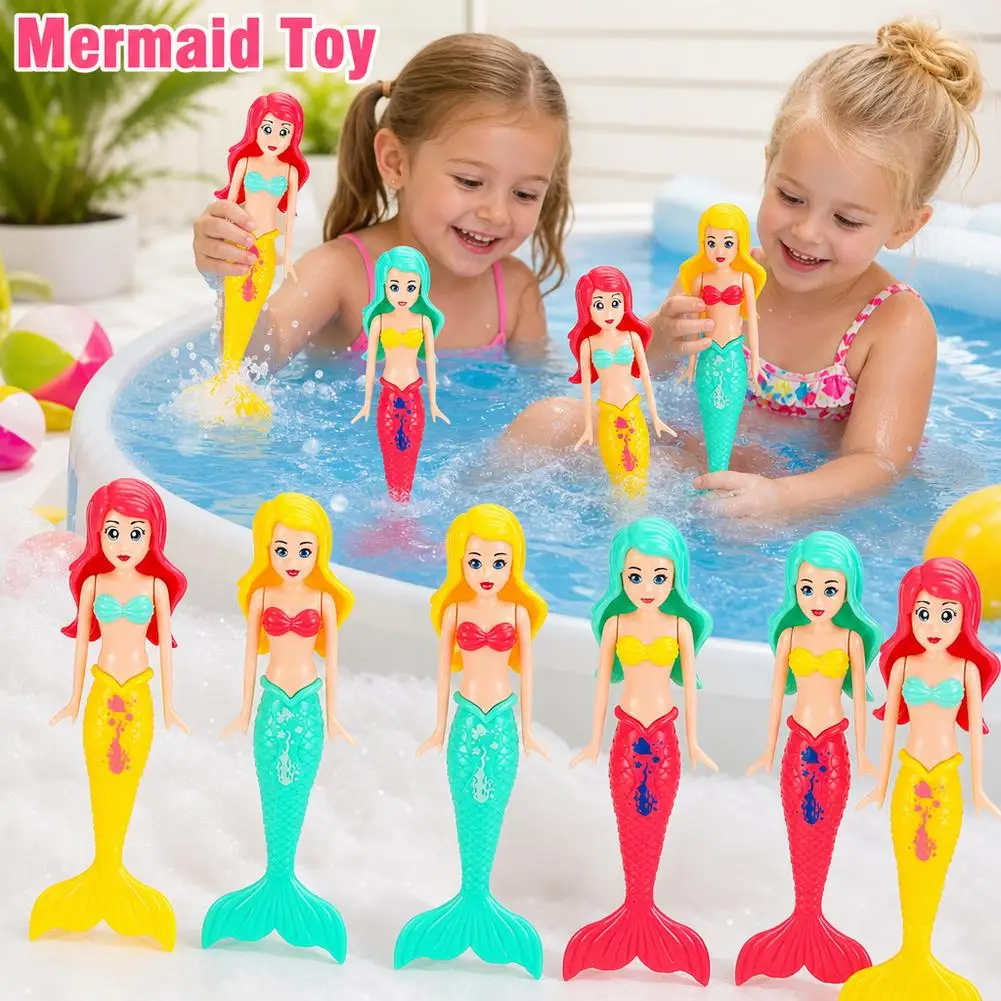 Mermaid Themed Children's Diving Toy with Rotating Shell Night Light Feature for Pool Sinking Interactive Playing Toy