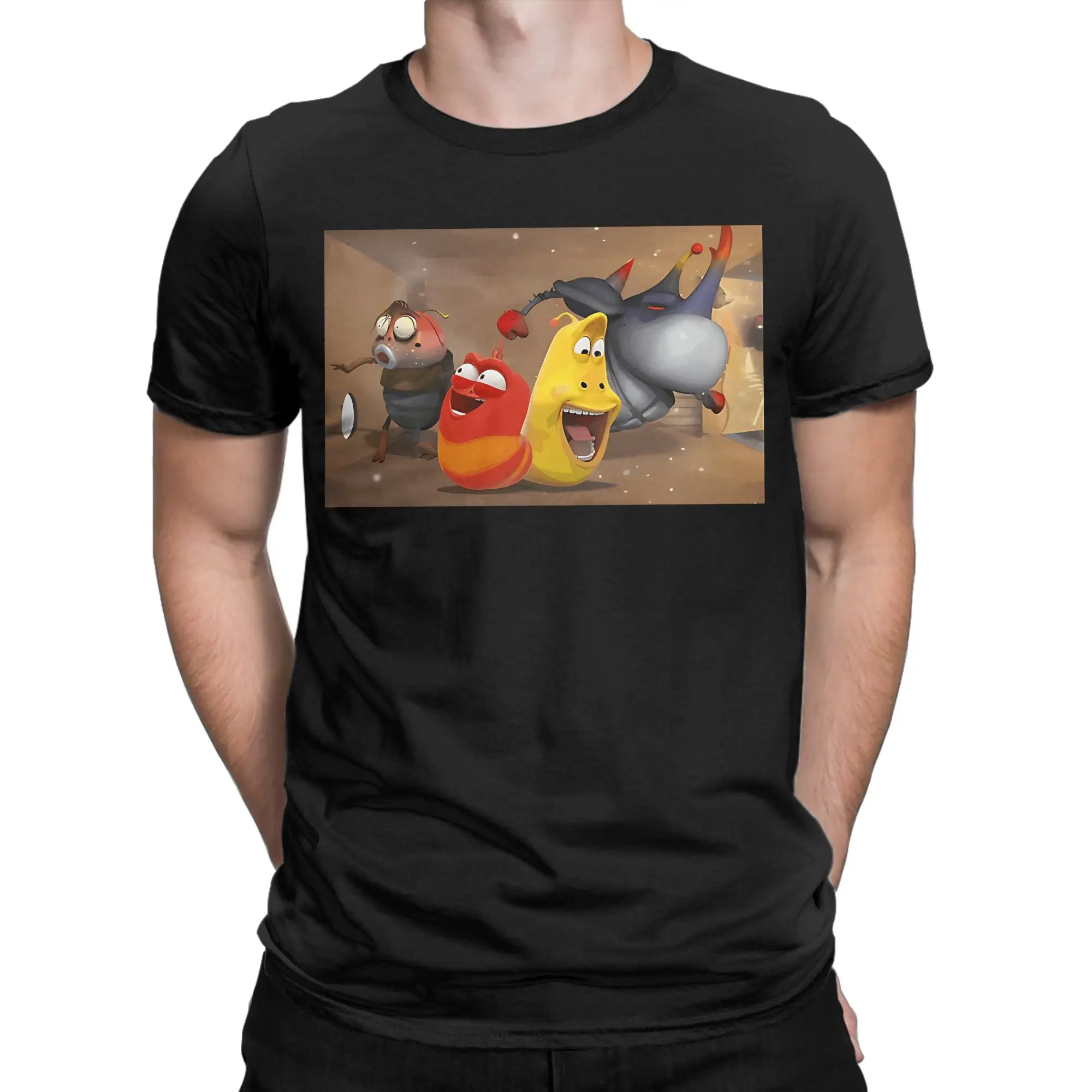Light‑Hearted Plump Bug classicFunny Graphic 100% Cotton T-Shirt Larva Tops Tees For Men