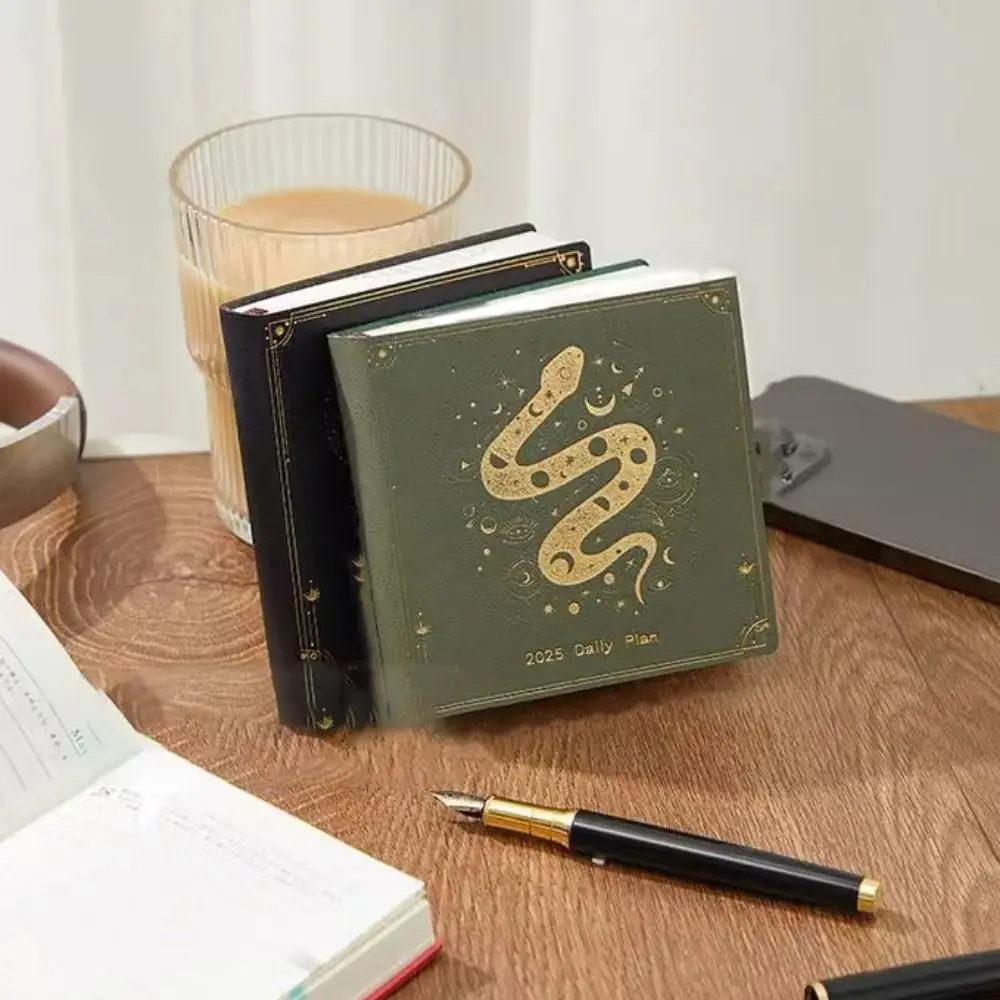

Portable Snake Year Notebook Snake Pattern Diary Pocket Schedule Book 180 Sheets/360 Pages Square Annual Notebook School/Office