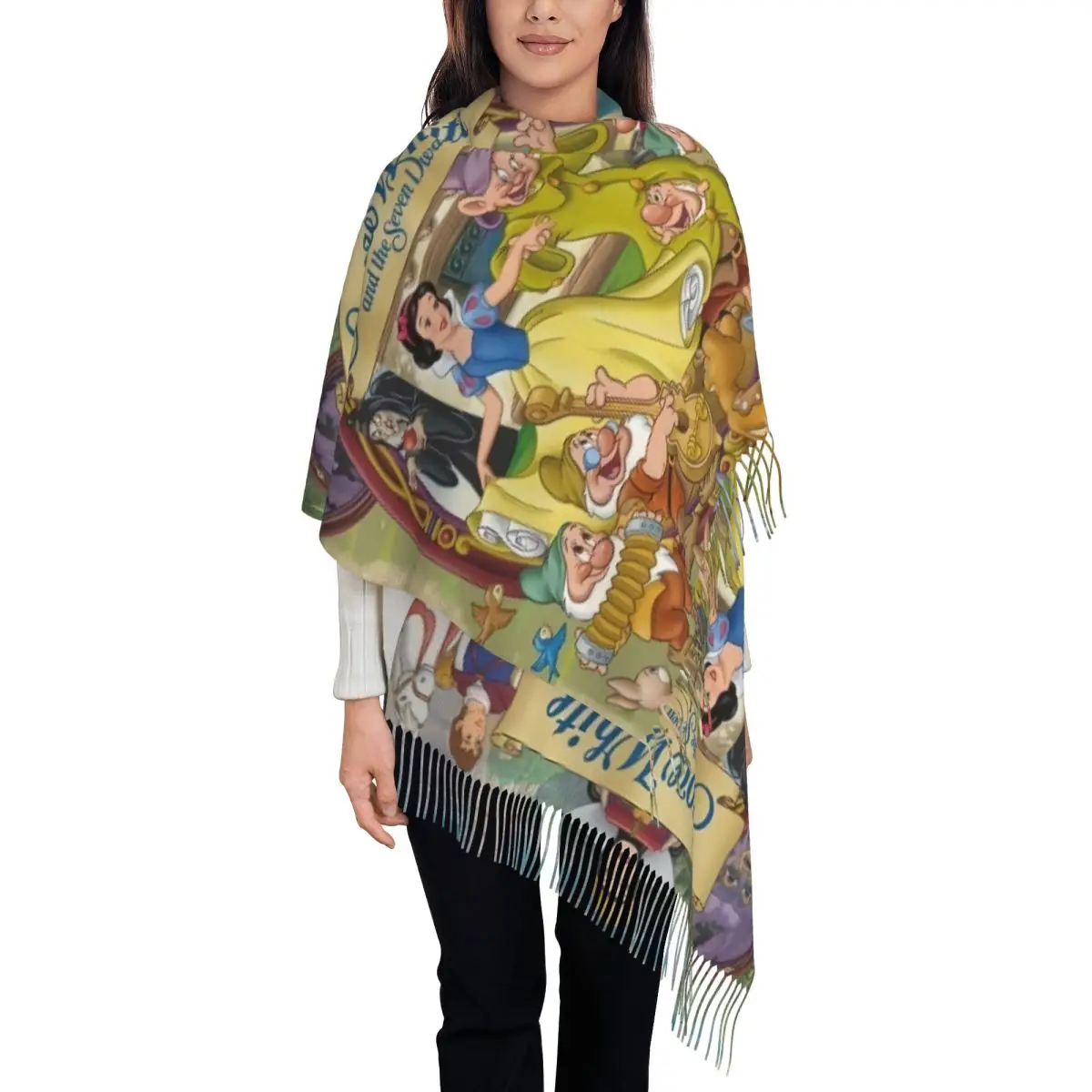 

Custom Print Grimm's Fairy Tales Snow White And The Seven Dwarfs Animation Scarf Women Men Winter Warm Scarves Shawl Wrap