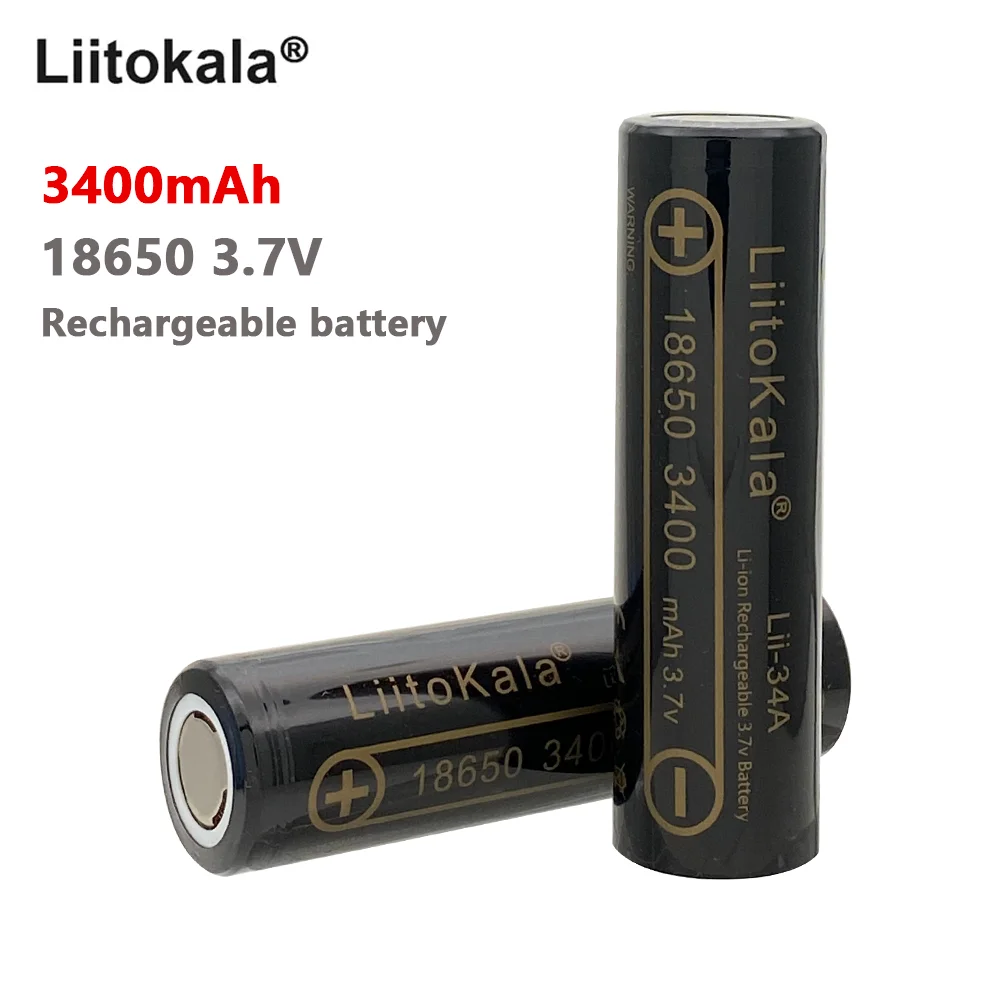 Liitokala Lii-34A 3.7V 18650 배터리 3400mAh 충전식 100% 원래 고품질 손전등, 초인종, 소형 팬