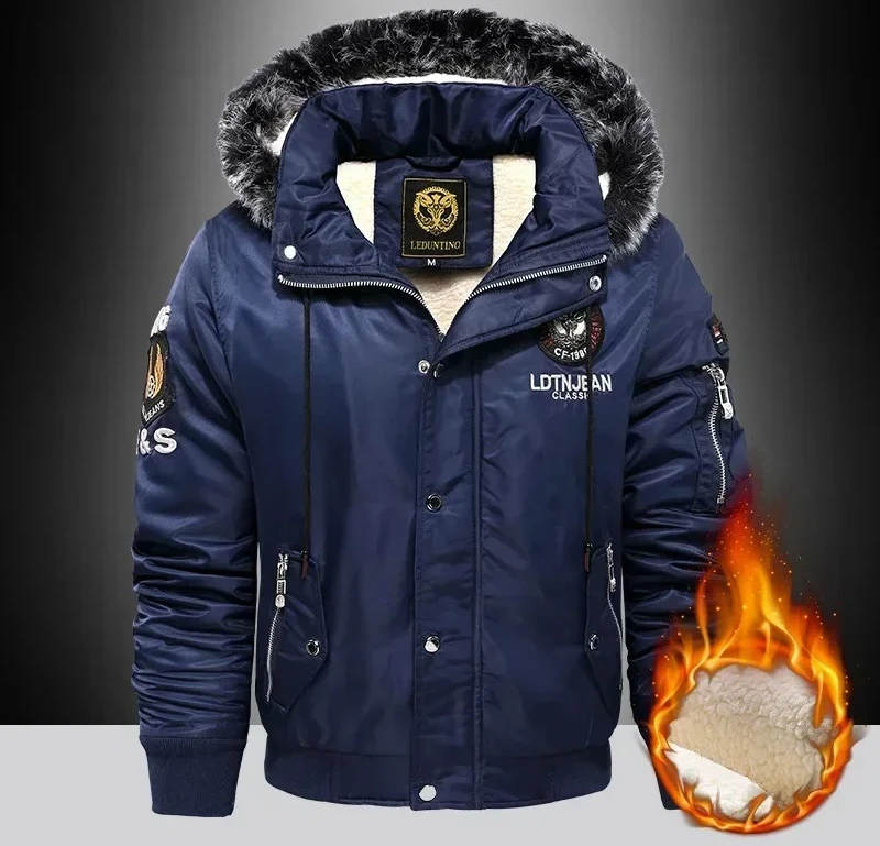 

New Men's Thick Down Parka Coat Oversize Velvet Padded Jacket for Winter - Black Blue Red