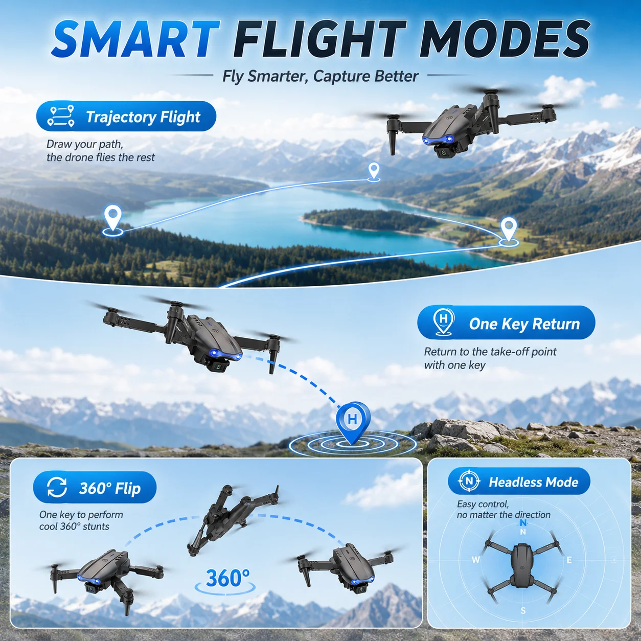 Drone RC pliable 4K HD avec do - Drone Camera Mount avis et prix