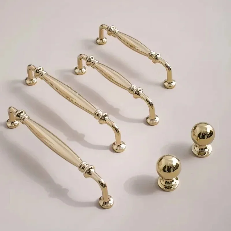 European Style Bright Gold Brass Furniture Handles T-bar Drawer Knobs Bedroom Wardrobe Kitchen Cabinet Pulls Door Hardware 160mm