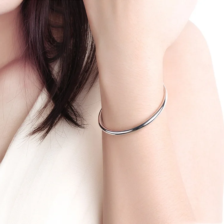 Women's 925 Sterling Silver Geometric Bangles, Elegant Design