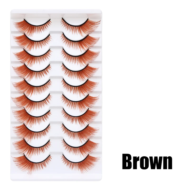 DINGSEN 1/5/10 Paar Bunte Flauschige Streifen-Wimpern Natürliche Weiche Wimpern Wispy Falsche Wimpern 3D Lockige Wimpern für Make-up – Detail 34